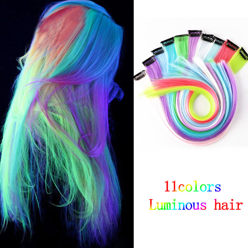 Luminous DIY Clip - In Hair Luminous Hairpiece Hair Traceless 50 CM Rainbow Colour