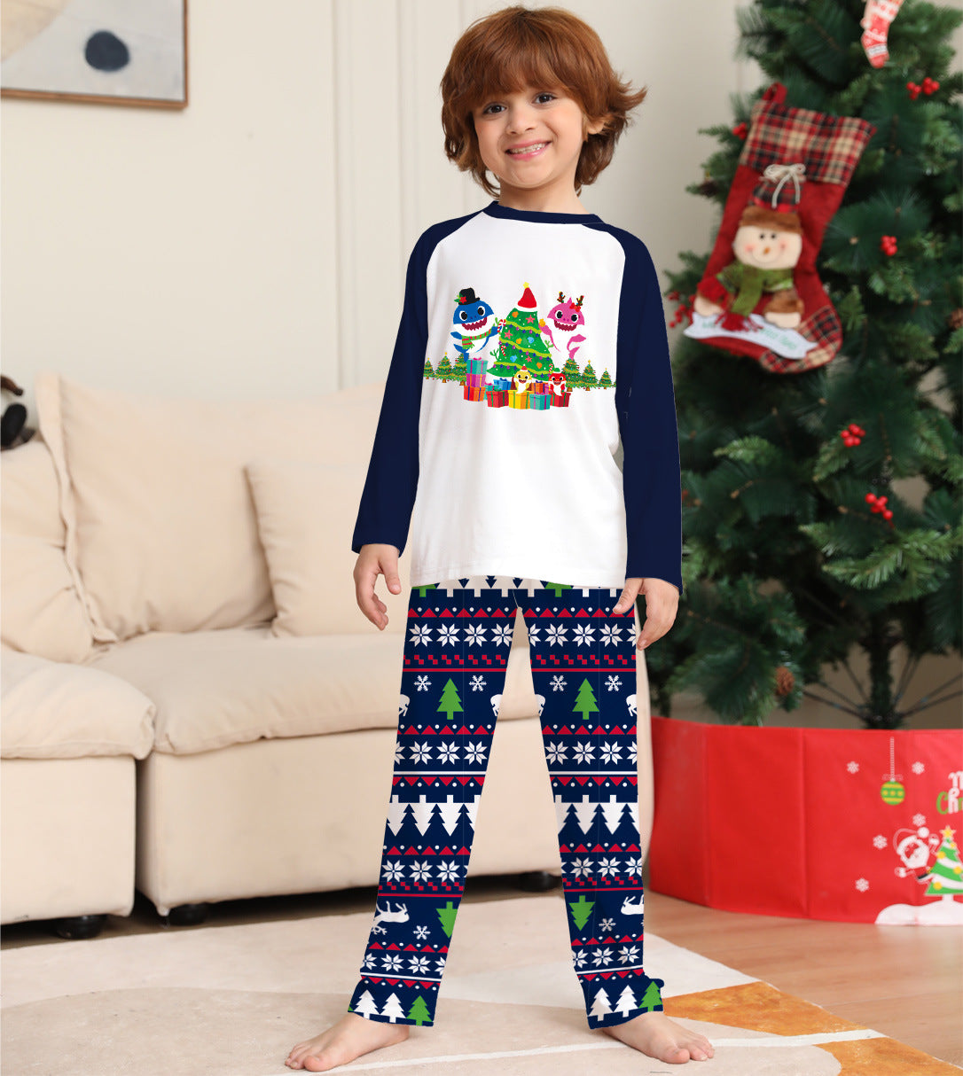 Family Matching Christmas Pajamas Set Xmas Long Sleeve Sleepwear Nightwear For Couples Kids Baby