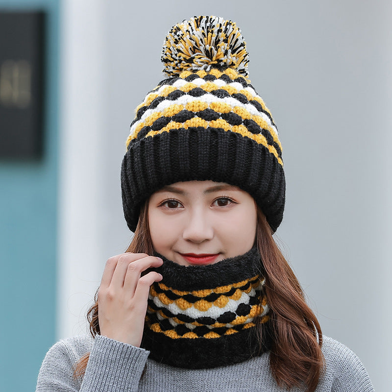 Women's Fashion Warm Scarf Hat Two-Piece Set