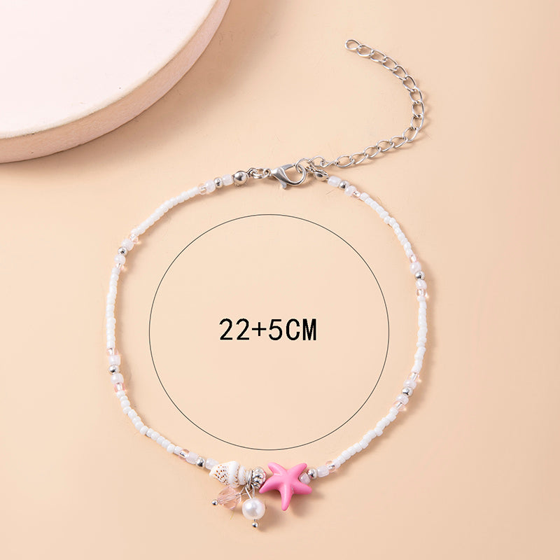 Cute Conch Shell Starfish Anklet For Women Fashion Pearl Beaded Ankle Bracelet Girls Foot Beach Anklets Summer Jewelry