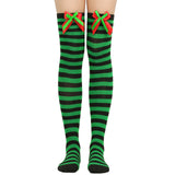 New Bow Christmas Socks Puff Ball Over Knee Women's Long Tube