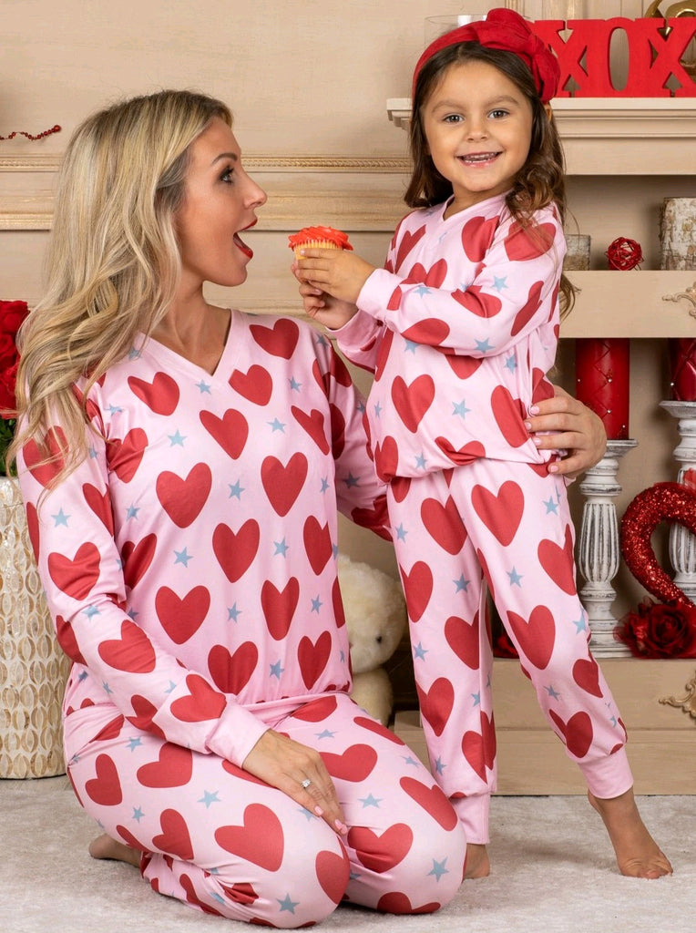 Valentine's Day Heart Printing Leisure Pajamas Pajamas Parent-child Suit