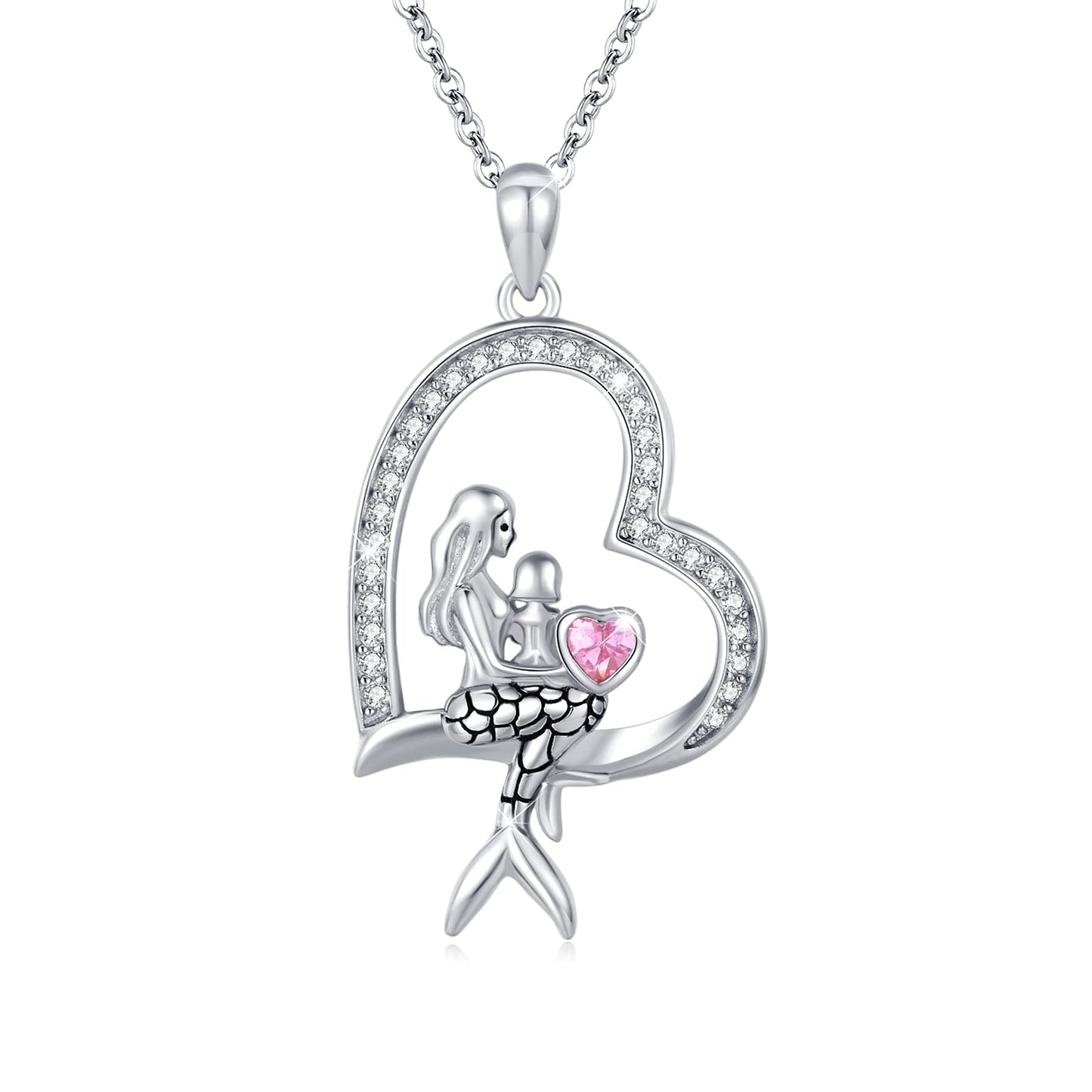 925 Sterling Silver Mermaid Ariel Pendant Necklace