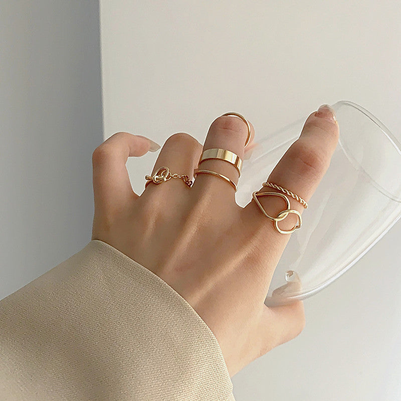 Six Piece Set Of Cool Style Niche Design Knuckle Ring