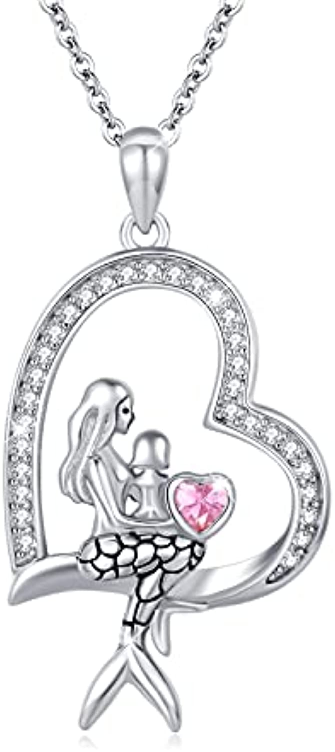 925 Sterling Silver Mermaid Ariel Pendant Necklace