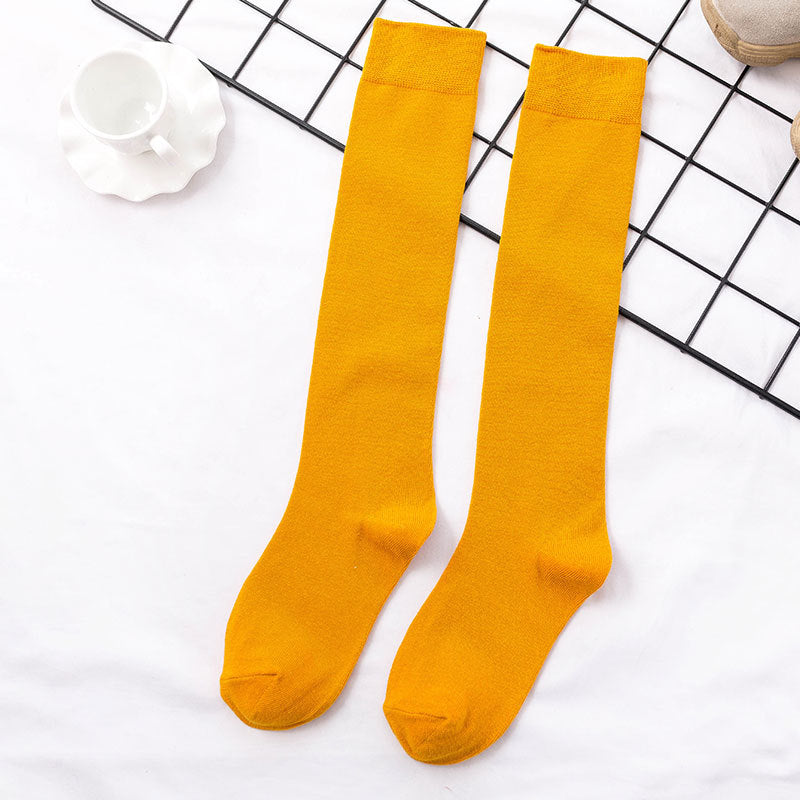 Solid Color Cotton Women's Socks Color Basic Calf