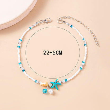 Cute Conch Shell Starfish Anklet For Women Fashion Pearl Beaded Ankle Bracelet Girls Foot Beach Anklets Summer Jewelry