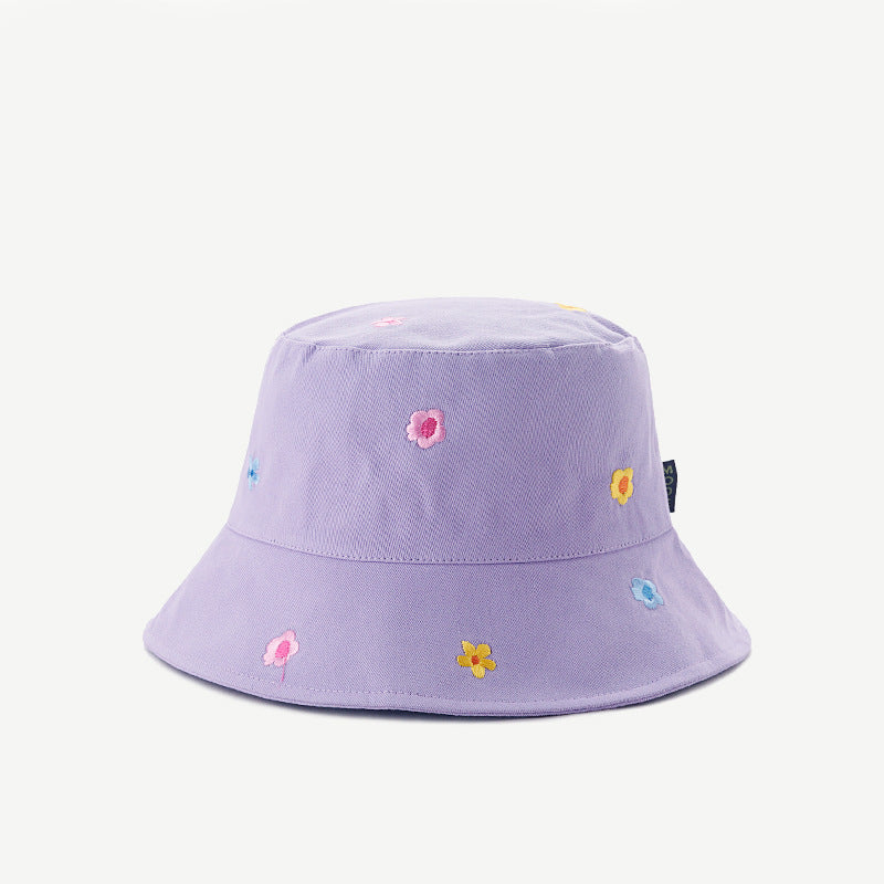 Women's Flower Embroidered Sunshade Bucket Hat