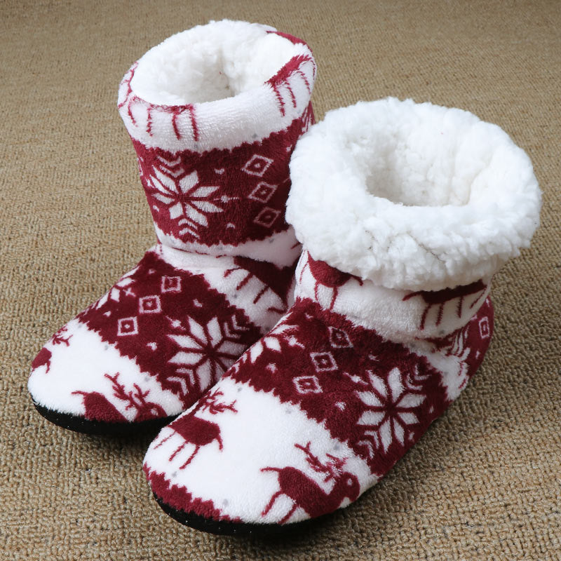 Christmas Elk Floor Shoes Indoor Socks Shoes Warm Plush House Slippers
