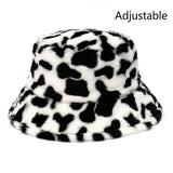 Cow Pattern Female Print Korean Fashion Plush Hat