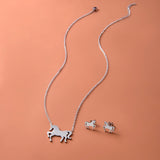Stainless Steel Gold Silver Unicorn Horse Necklace Earrings Jewelry Set
