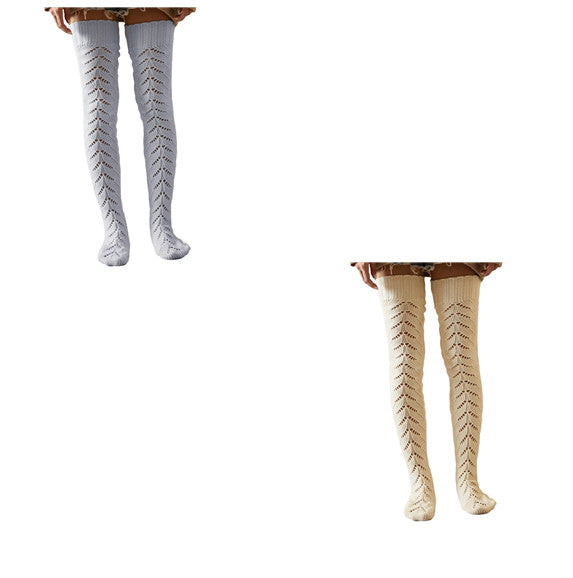 Hollow Mesh Long Tube Over The Knee Knitted Socks Women