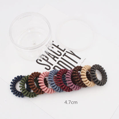 Candy-colored Large Telephone Cord Hair Tie 10 Cans, High Elasticity, Not Easy To Break, Simple Restraint Hair Tie