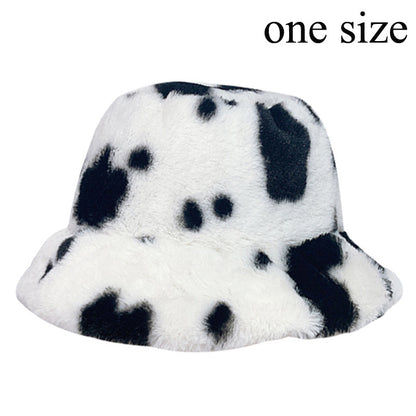 Cow Pattern Female Print Korean Fashion Plush Hat