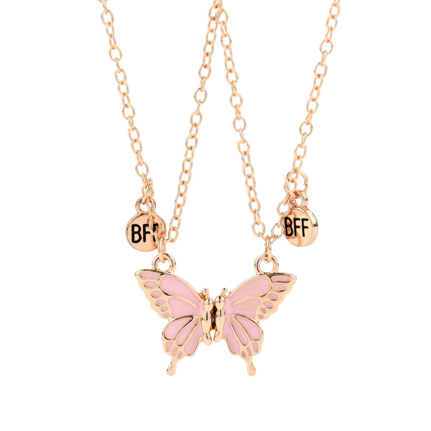2 Color Butterfly BFF Magnet Necklace
