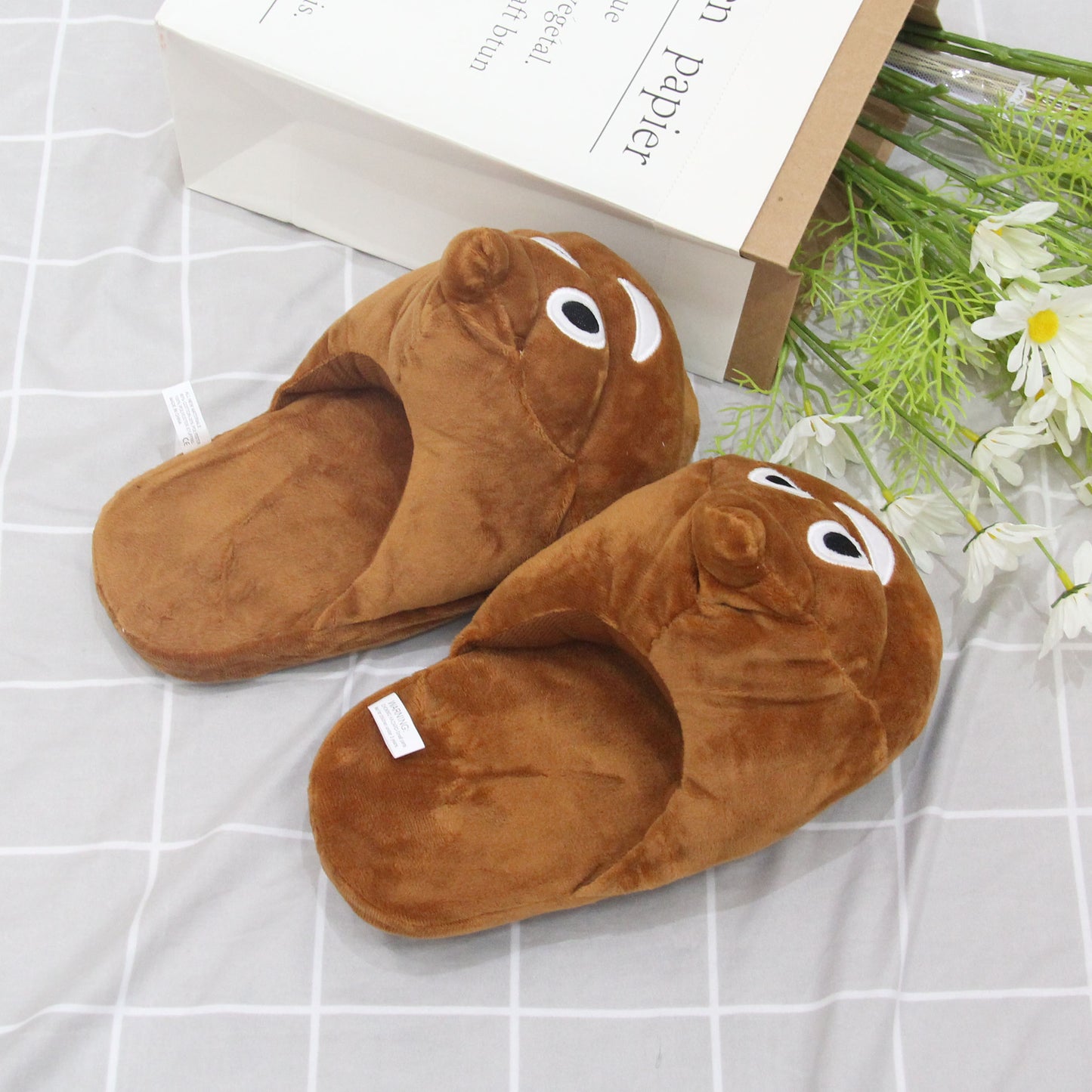 Emoticon Pack Poop Funny Plush Slippers