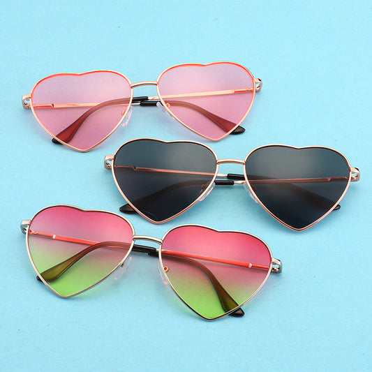 Metal Heart-shaped Sunglasses Peach Heart Funny