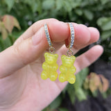 Creative Candy Color Cute Bear Gummy Earrings Personality Resin Bear Pendant Earrings