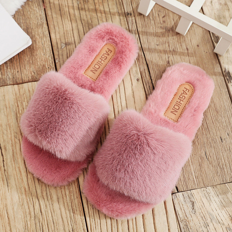 Candy Color Simple Home Wear Thickened Warm Cotton Slippers