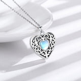 Heart Locket Necklace 925 Sterling Silver Personalized Necklace Rainbow Moonstone Pendant Lockets for Women