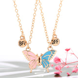 2 Color Butterfly Necklace Simple Magnet BFF